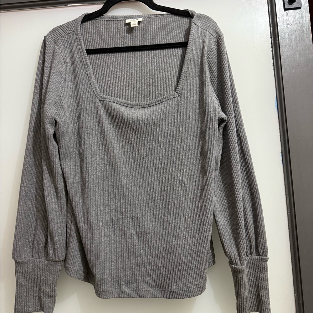a.n.a Gray Ribbed Top